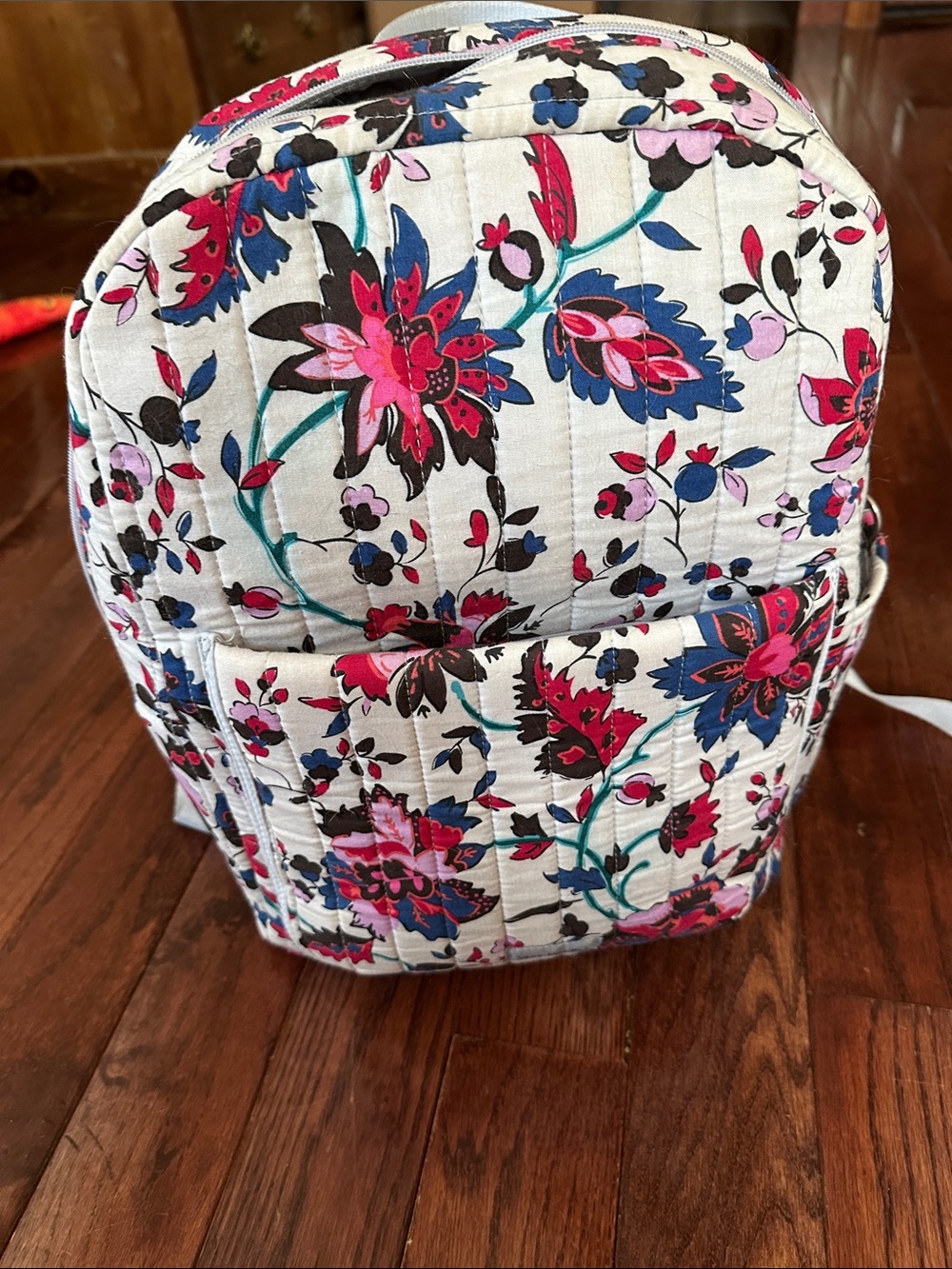 Quilted Floral Mini Backpack - Pink & Blue Pattern